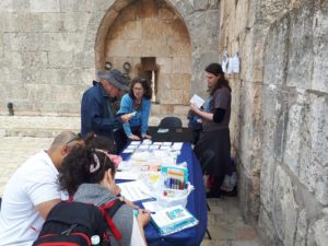 Making postcards in all languages at the Tower of David